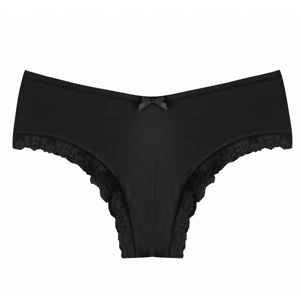 Ropa interior Sexy calada de satén romántico europeo para mujer, bragas de encaje de malla con cinturón cruzado, bragas cómodas en la entrepierna de algodón, lencería AANHORA-SHOPPING