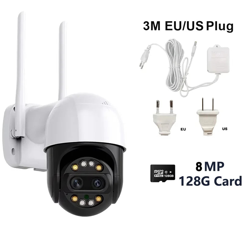 8X Digital Zoom 8MP PTZ WiFi Camera Dual Lens Night Vision Human Detection CCTV Video Surveillance Camera 4K Security IP Camera AANHORA-SHOPPING