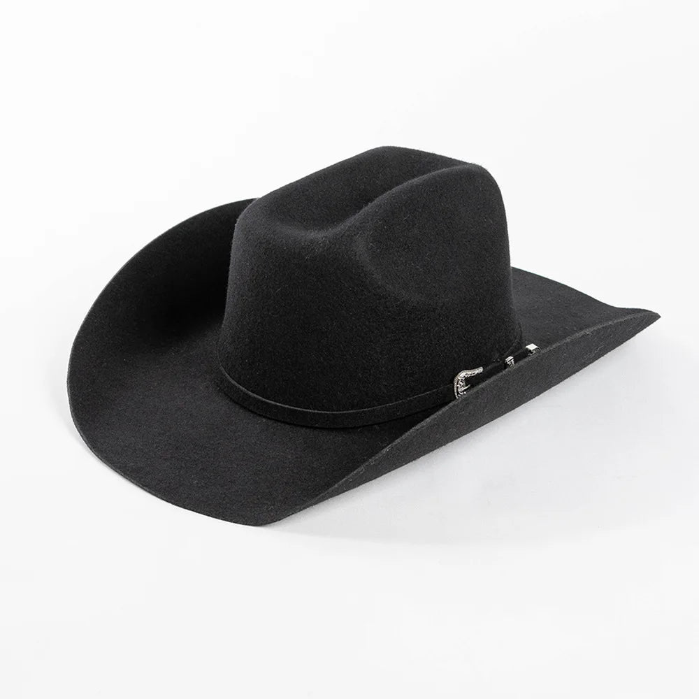 Sombrero de vaquero de lana 100%, accesorios del mismo color para otoño e invierno, sombrero de vaquero rizado clásico de Panamá, sombrero vaquero AANHORA-SHOPPING