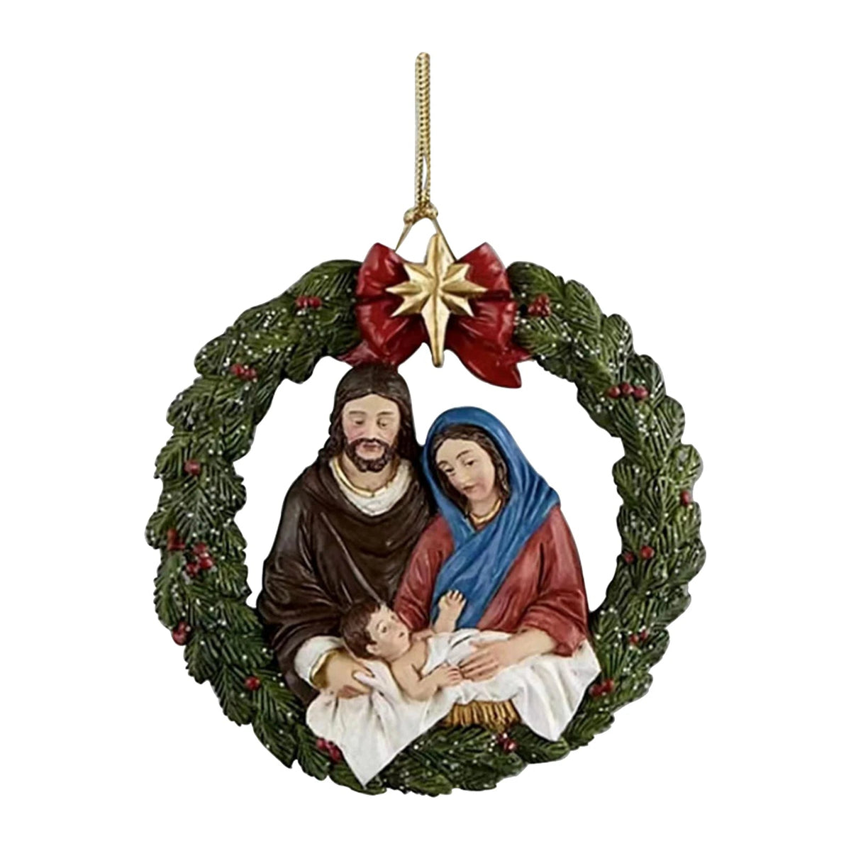 Colgante de árbol de Navidad de Natividad, adornos colgantes de Jesucristo, decoración de escena de Natividad interior acrílica de Año Nuevo para adorno de casa AANHORA-SHOPPING