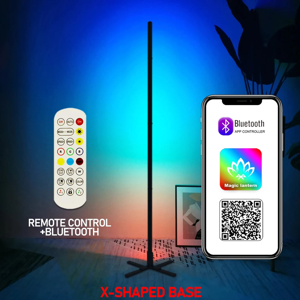 Lámpara de pie inteligente mejorada de 145/180 cm, RGBIC, control remoto por aplicación Tuya Smart, luz ambiental nórdica para decoración de salas de juego AANHORA-SHOPPING