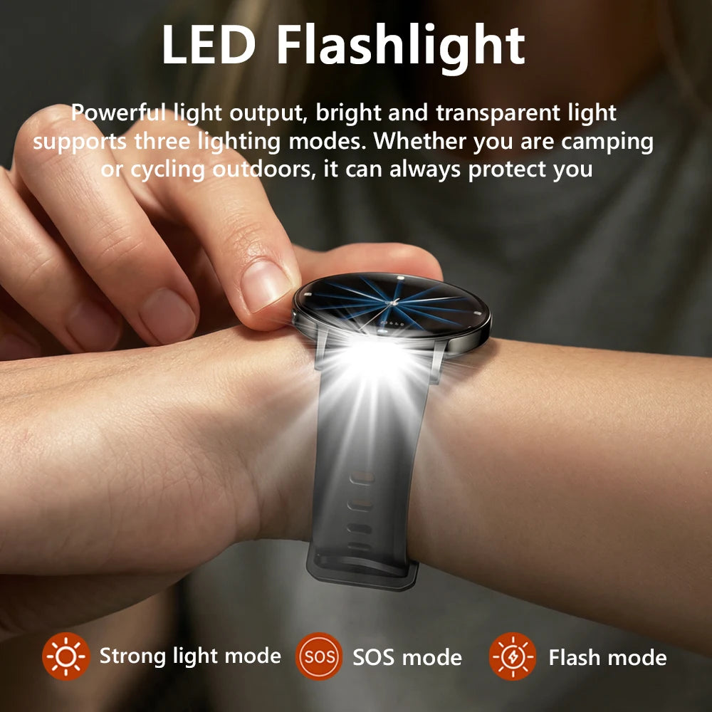 Reloj Inteligente AMOLED Ultrafino para Mujer, Pantalla Siempre Encendida, Linterna LED, Brazalete de Moda, Llamadas por BT, Monitoreo de Salud AANHORA-SHOPPING