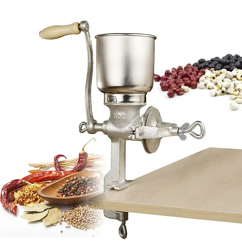 Molinillo Manual Grande de Hierro, Molino para Granos, Cereales, Maní, Nueces, Hierbas y Especias, Ideal para Moler Harina AANHORA-SHOPPING