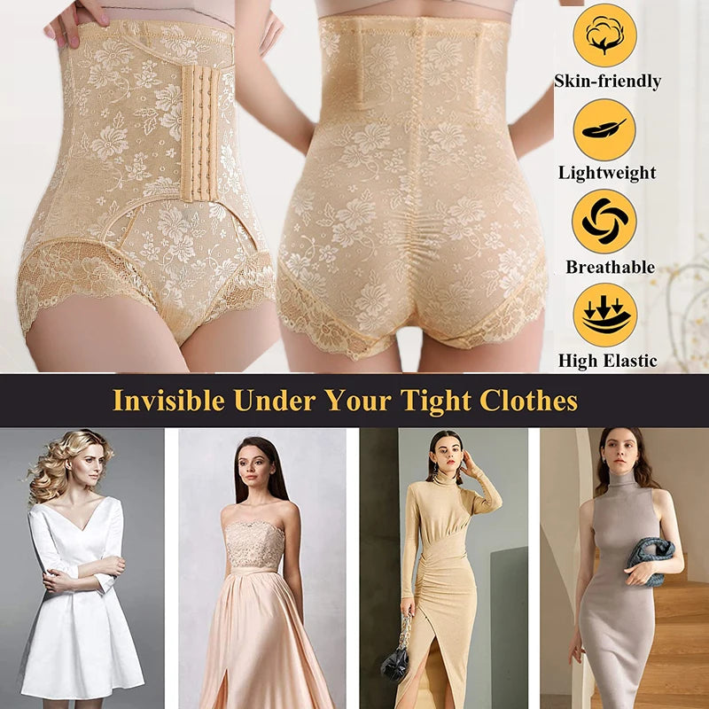 Dimmkof-bragas moldeadoras de cuerpo de encaje, ropa interior moldeadora, cintura alta, Control de barriga, moldeador de cuerpo, ropa interior, bragas, cintura adelgazante AANHORA-SHOPPING