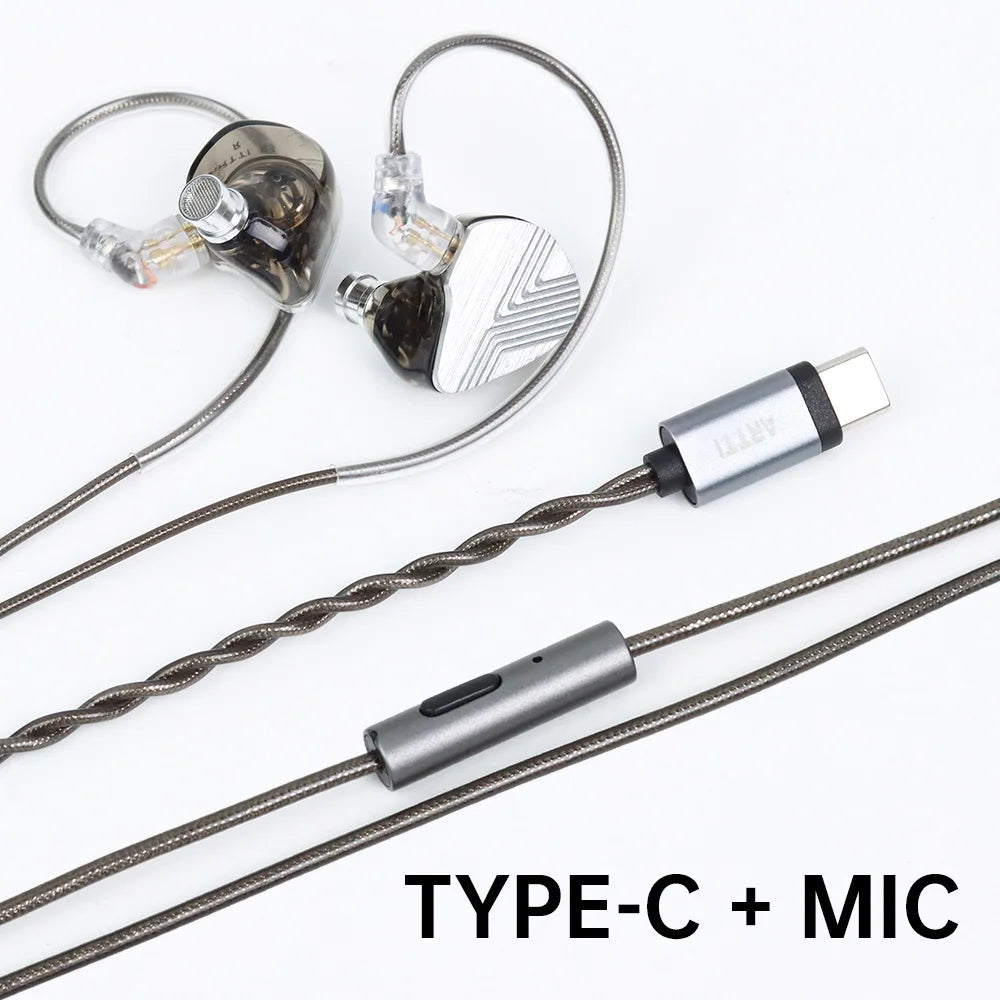 ARTTI-auriculares intrauditivos TR1 1DD + 1BA, cascos HiFi con Cable IEMs de 10mm, Monitor Chapado en berilio de 3,5mm/micrófono tipo c, Cable desmontable AANHORA-SHOPPING