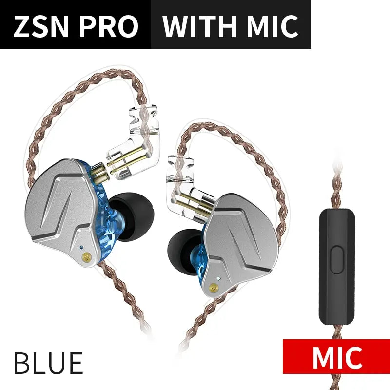 Auriculares KZ ZSN PRO 1BA 1DD Hybrid Drive In Hearphones HIFI Metal Bass, Auriculares deportivos de música reemplazables AANHORA-SHOPPING