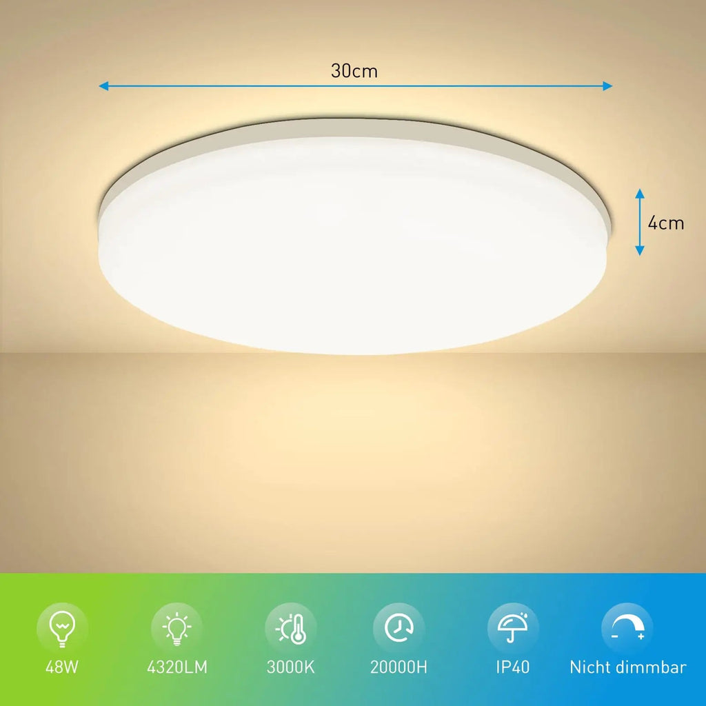 Lámpara de techo LED moderna, lámpara redonda de ahorro de energía para dormitorio, adecuada para sala de estar y dormitorio, luz LED interior AANHORA-SHOPPING