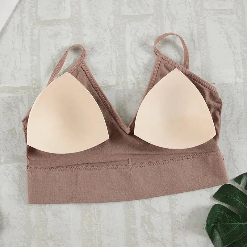 Conjunto de ropa interior de 2 piezas para mujer, bragas sexys, Bralette sin costuras, lencería femenina, Top corto sin mangas suave AANHORA-SHOPPING