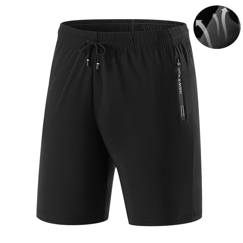 Pantalones Cortos Deportivos de Verano para Hombre, Ropa Deportiva Fresca, Pantalones Cortos Deportivos Casuales, Pantalones Cortos para Gimnasio, Entrenamiento, Correr, Color Negro y Gris AANHORA-SHOPPING