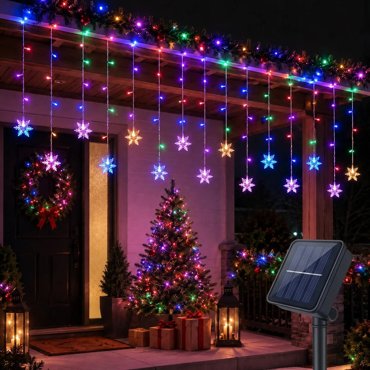 Guirnalda de Luces Solares con Forma de Copo de Nieve, Decoración para Árbol de Navidad, Luces para Festividades de Invierno, Decoración para Navidad y Halloween AANHORA-SHOPPING