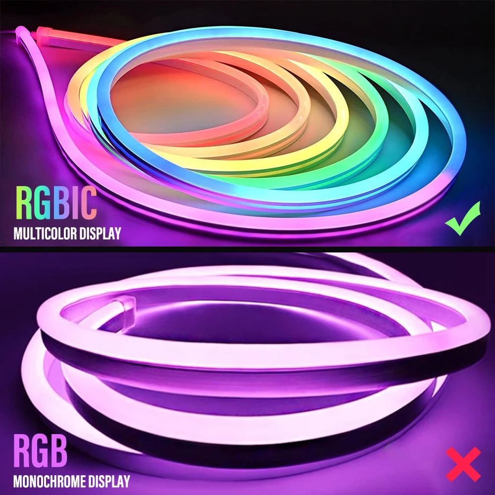 Tira de luces LED de neón, cinta Flexible con WiFi, Control por voz, 12V, RGBIC, color de ensueño, impermeable, efecto de búsqueda, Tuya, 3-20M AANHORA-SHOPPING