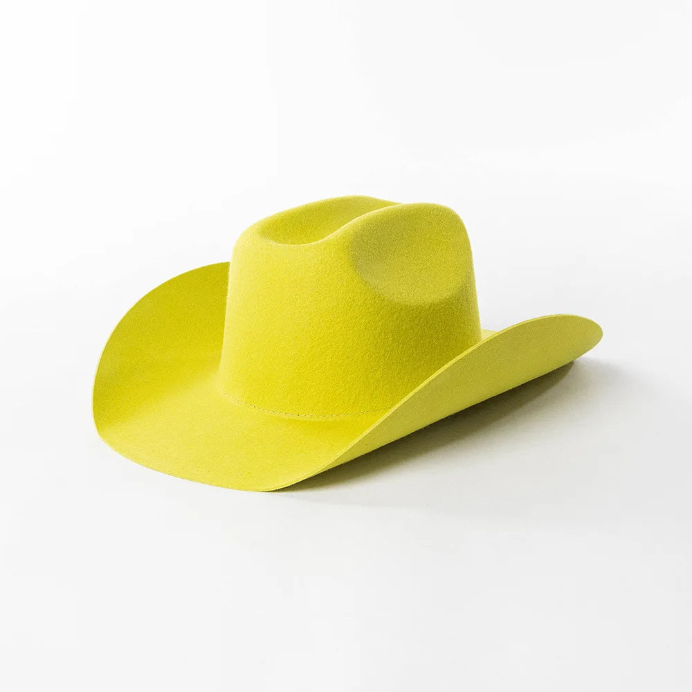 Sombrero de vaquero de lana 100%, accesorios del mismo color para otoño e invierno, sombrero de vaquero rizado clásico de Panamá, sombrero vaquero AANHORA-SHOPPING