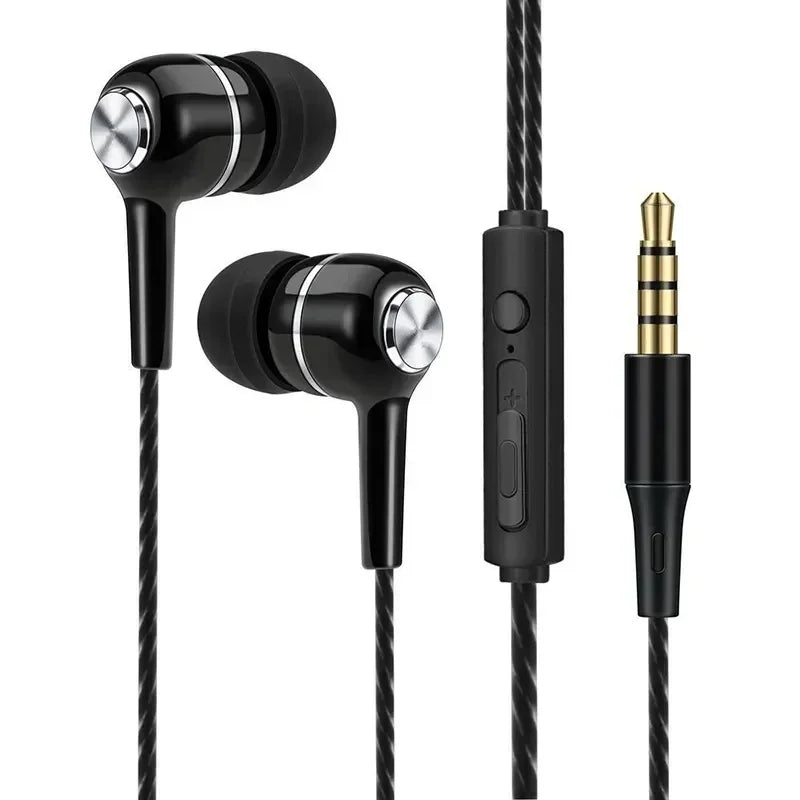 Auriculares intrauditivos con cable de 3,5mm, auriculares HIFI de graves pesados, Monitor deportivo, auriculares estéreo para música y videojuegos con micrófono AANHORA-SHOPPING