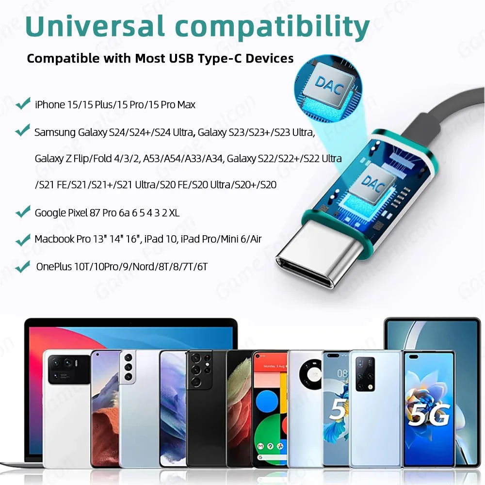 Auriculares USB tipo C HiFi bajo estéreo Control de volumen micrófono 3,5mm auriculares con cable para Galaxy S24 S23 S22 S21 Ultra iPhone 15 Pro Max AANHORA-SHOPPING