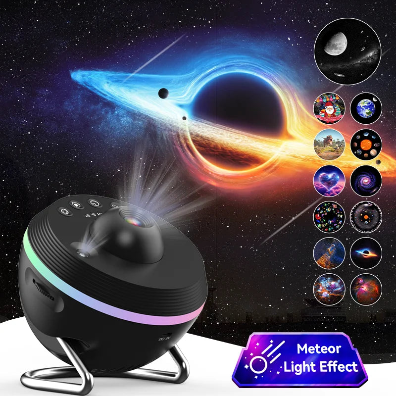 Proyector de estrellas Galaxy con meteorito, lámpara de luz nocturna Ultra clara, Bola Espacial giratoria, planetario, luces para niños G, 12 en 1 AANHORA-SHOPPING