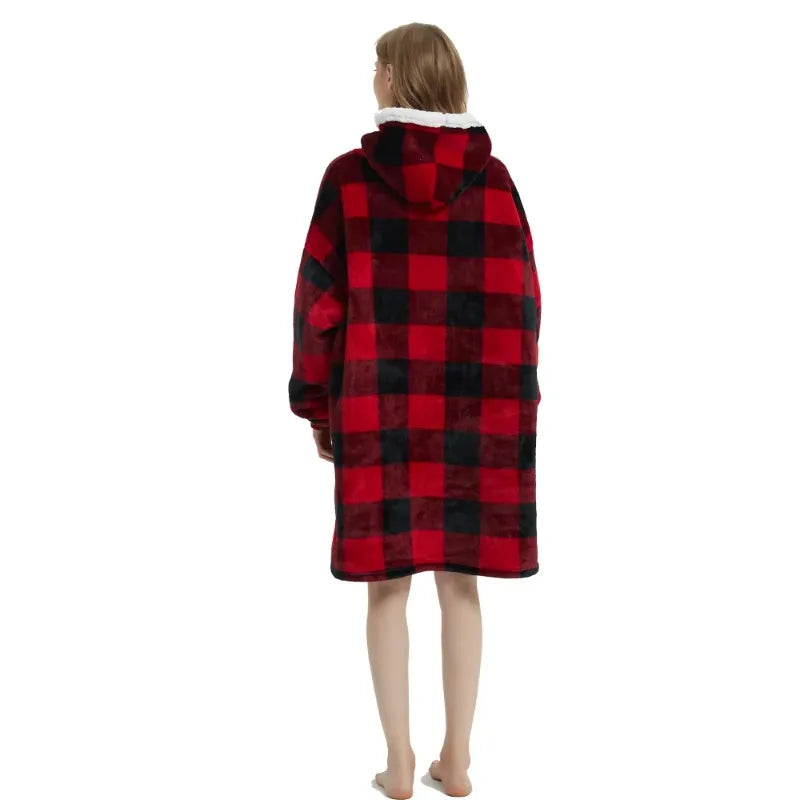 Sudaderas con capucha de invierno para hombre y mujer, jersey de lana gigante para TV, manta de gran tamaño con mangas, bata, mantas usables AANHORA-SHOPPING