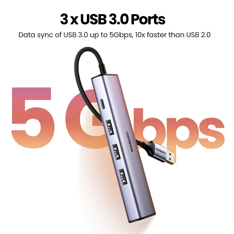 UGREEN USB Ethernet Adaptador 1000/100Mbps USB3.0/USB2.0 HUB USB a RJ45 USB Lan para Laptop PC Xiaomi Mi Box Nintendo Switch Lenovo Macbook Mac OS Windows Linux USB-C HUB USB-A Tarjeta de Red Gigabit Internet Adaptador AANHORA-SHOPPING