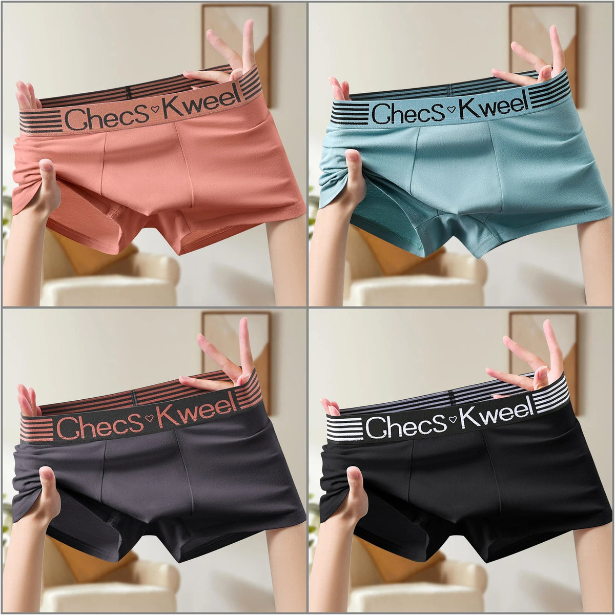 4 Uds Boxer Shorts ropa interior para hombre bragas sexis Boxers de algodón calzoncillos para hombre pantalones cortos para hombre Homme U lencería convexa envío gratis AANHORA-SHOPPING
