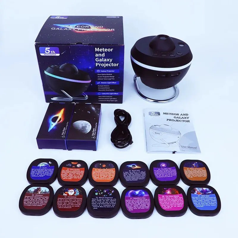 Proyector de estrellas Galaxy con meteorito, lámpara de luz nocturna Ultra clara, Bola Espacial giratoria, planetario, luces para niños G, 12 en 1 AANHORA-SHOPPING