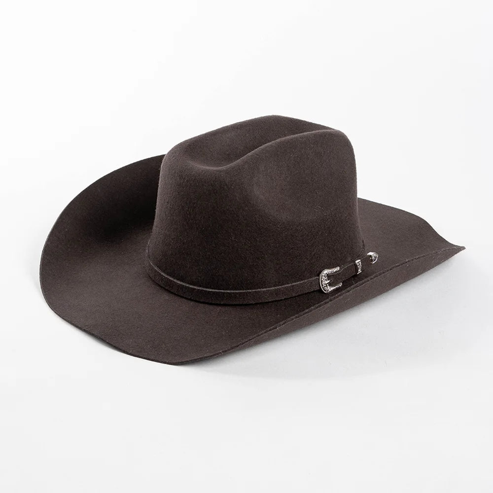 Sombrero de vaquero de lana 100%, accesorios del mismo color para otoño e invierno, sombrero de vaquero rizado clásico de Panamá, sombrero vaquero AANHORA-SHOPPING