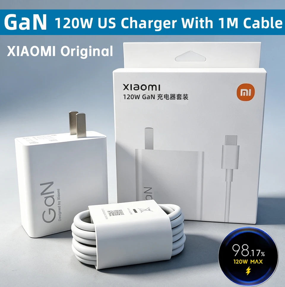Cargador XIAOMI Original de 120W, Cargadores GaN de 100W Tipo C, Adaptador Súper Rápido para Mi 17 Ultra, 17t, 15, 14pro, Redmi Note 14t, Poco X8, M8 AANHORA-SHOPPING