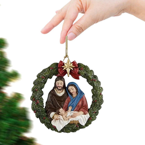 Colgante de árbol de Navidad de Natividad, adornos colgantes de Jesucristo, decoración de escena de Natividad interior acrílica de Año Nuevo para adorno de casa AANHORA-SHOPPING