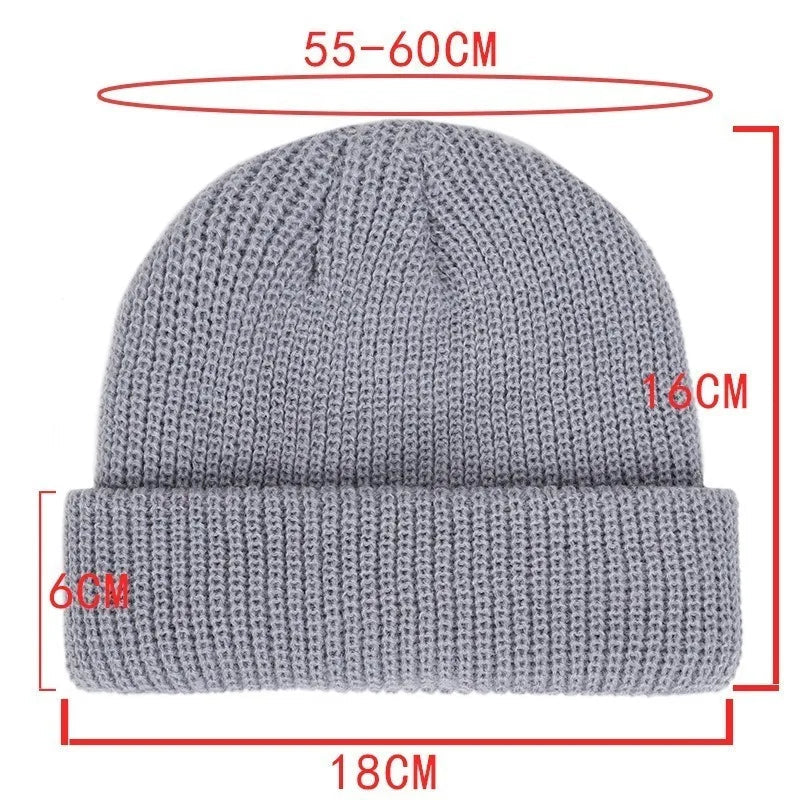 Gorro de Punto para Hombre y Mujer, Gorros de Lana, Moda Simple, Cálidos y a la Moda, Gorros Sólidos para Otoño e Invierno, Estilo Moderno AANHORA-SHOPPING