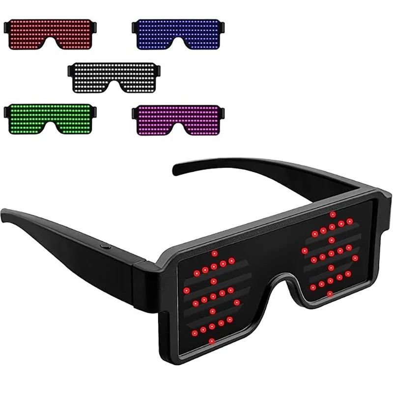 Gafas LED iluminadas, gafas dinámicas para recuerdo de fiesta, Festival, Navidad, recargable por USB, LED Rave, gafas intermitentes brillantes AANHORA-SHOPPING