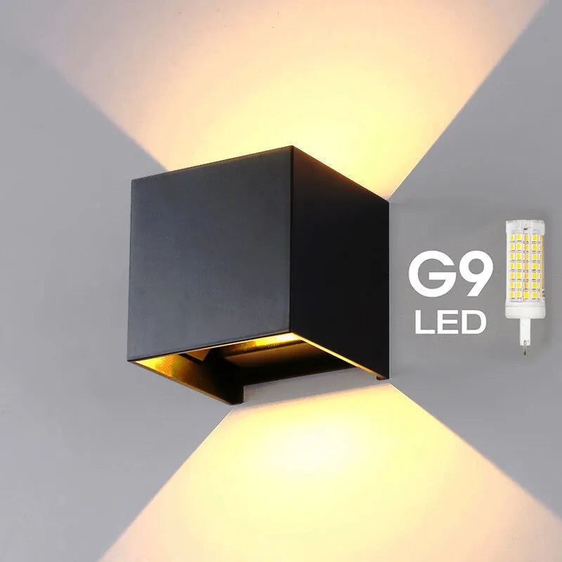 Lámpara de pared LED moderna impermeable IP65 luz de pared LED de aluminio exterior interior G9 bombilla reemplazable para sala de estar dormitorio pasillo AANHORA-SHOPPING
