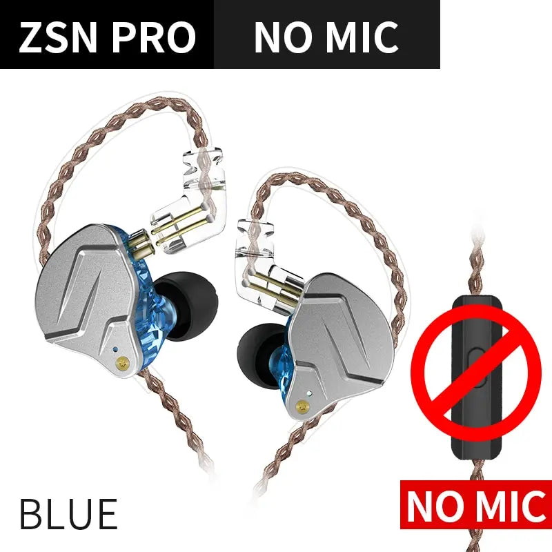 Auriculares KZ ZSN PRO 1BA 1DD Hybrid Drive In Hearphones HIFI Metal Bass, Auriculares deportivos de música reemplazables AANHORA-SHOPPING