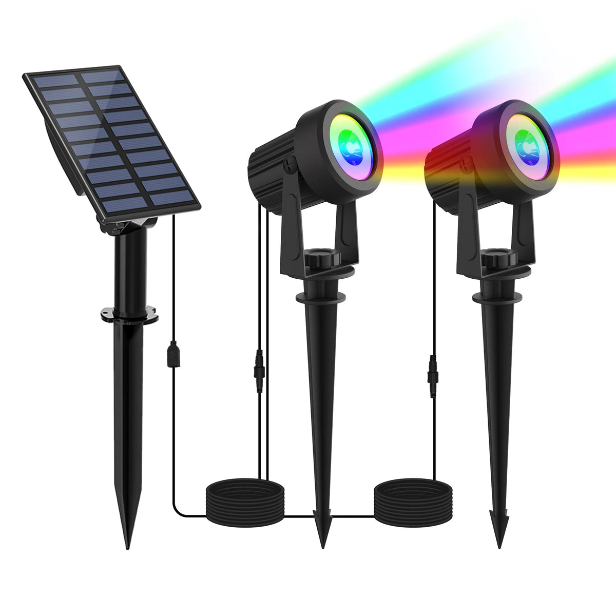 Foco Solar RGB de 1/2/4/6 luces IP65, luz Solar impermeable, luz de jardín para exteriores, decoración para fiesta de Navidad y Halloween AANHORA-SHOPPING