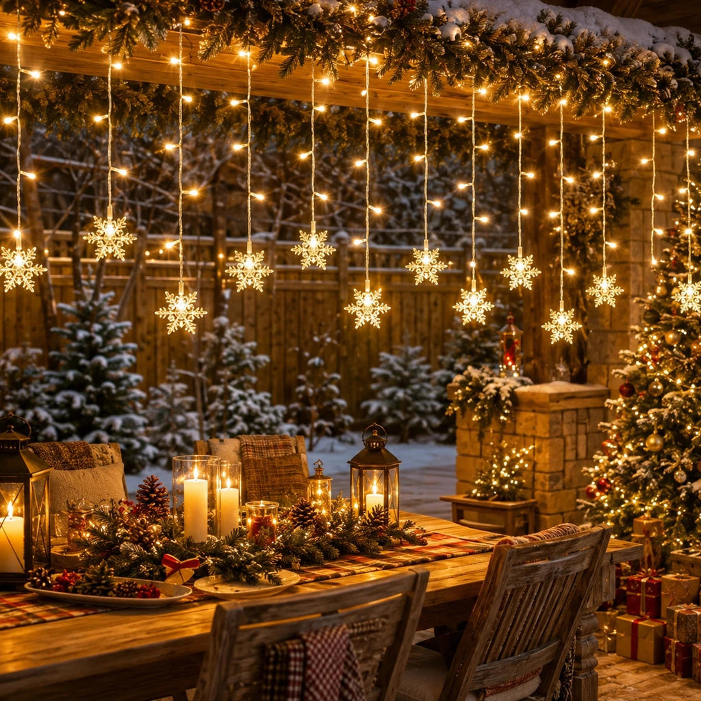Guirnalda de Luces Solares con Forma de Copo de Nieve, Decoración para Árbol de Navidad, Luces para Festividades de Invierno, Decoración para Navidad y Halloween AANHORA-SHOPPING