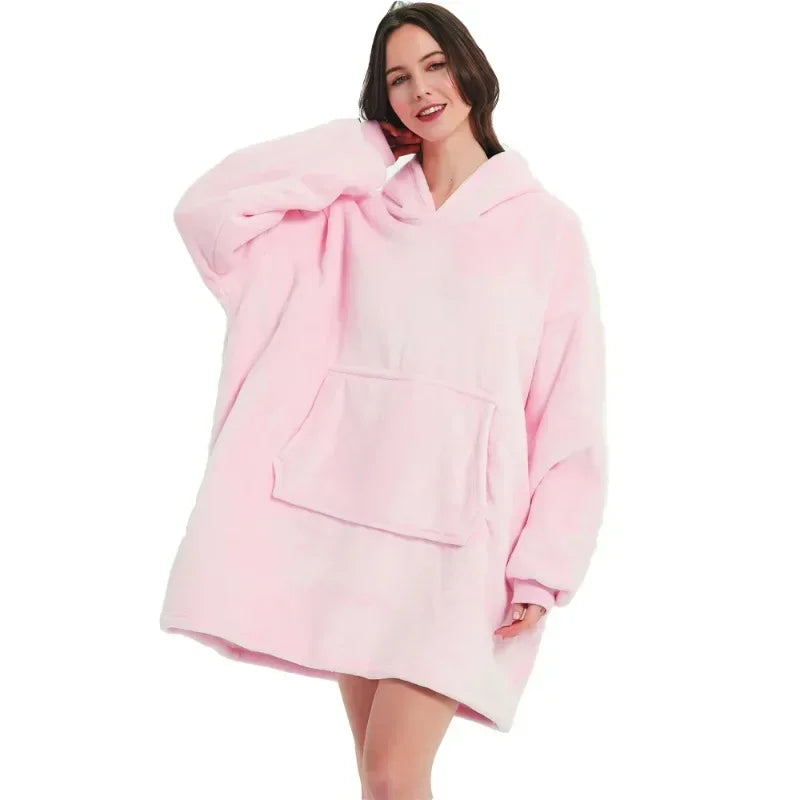 Sudaderas con capucha de invierno para hombre y mujer, jersey de lana gigante para TV, manta de gran tamaño con mangas, bata, mantas usables AANHORA-SHOPPING
