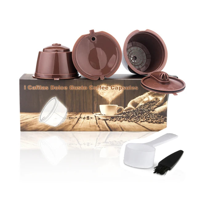 Reusable Dolce Gusto Coffee Capsules 3rd Plastic Stainless Steel Refillable Dolce Gusto Coffee Capsules for Nescafé Machines AANHORA-SHOPPING