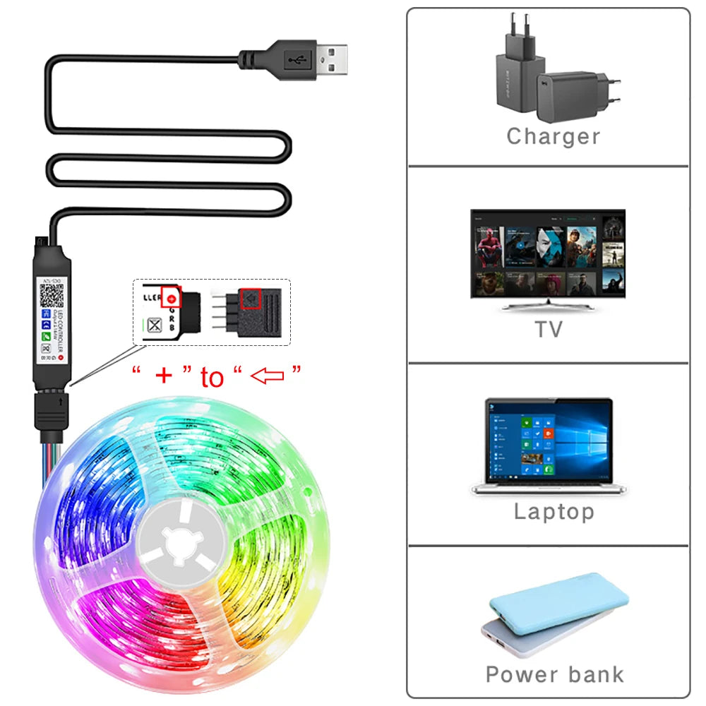RGB Led Strip Lights 5m 10m 20m 30m Led Room Light with APP Control Flexible Ribbon Luces Led Tape for Room Bedroom Decoration AANHORA-SHOPPING