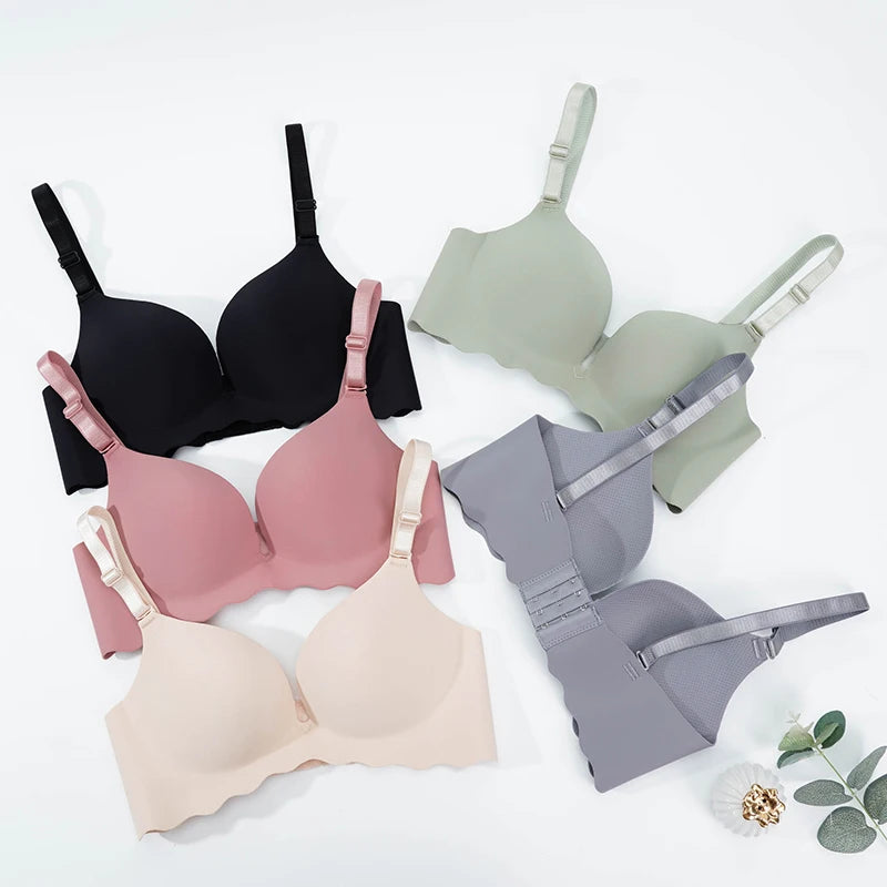 Sujetadores sin costuras con diseño de ondas para mujer, sujetador de soporte suave, ropa interior sexy sin aros para chicas, lencería íntima, bralette con escote en U profundo, tops sólidos para mujer AANHORA-SHOPPING