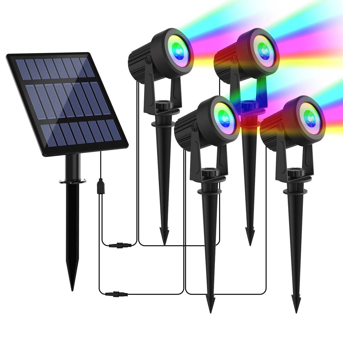 Foco Solar RGB de 1/2/4/6 luces IP65, luz Solar impermeable, luz de jardín para exteriores, decoración para fiesta de Navidad y Halloween AANHORA-SHOPPING