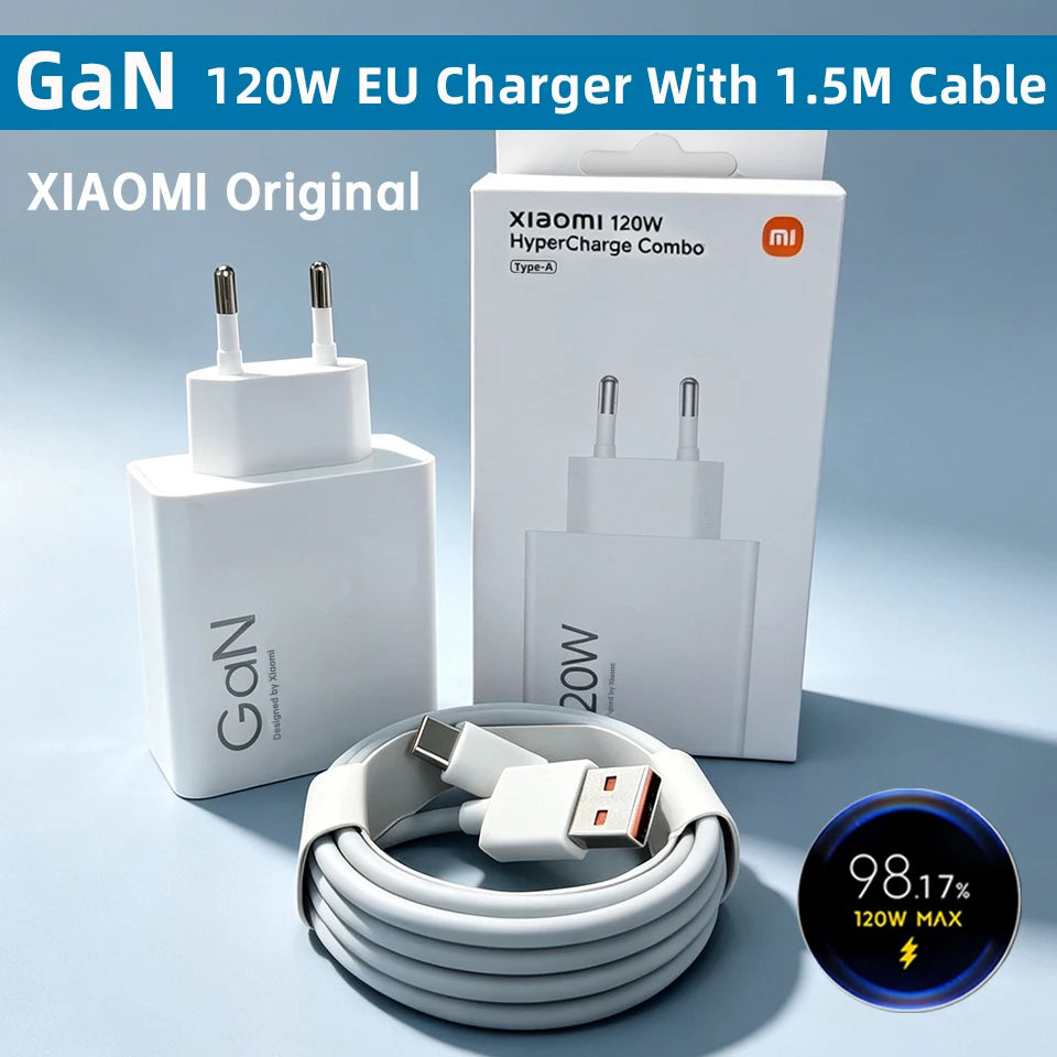 Cargador XIAOMI Original de 120W, Cargadores GaN de 100W Tipo C, Adaptador Súper Rápido para Mi 17 Ultra, 17t, 15, 14pro, Redmi Note 14t, Poco X8, M8 AANHORA-SHOPPING