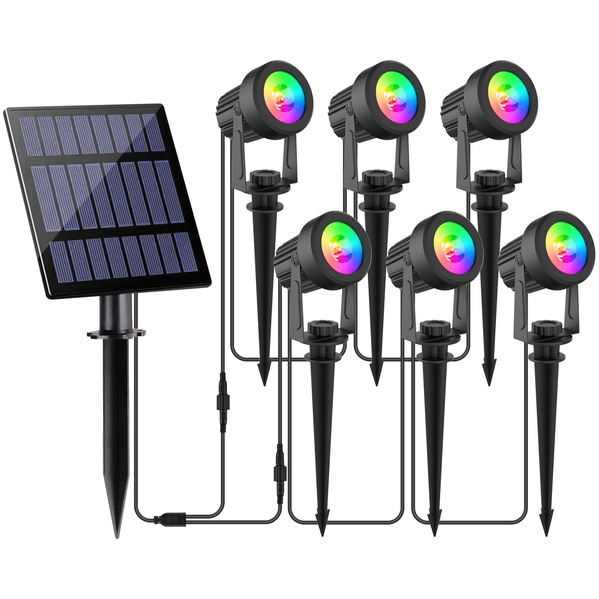 Foco Solar RGB de 1/2/4/6 luces IP65, luz Solar impermeable, luz de jardín para exteriores, decoración para fiesta de Navidad y Halloween AANHORA-SHOPPING