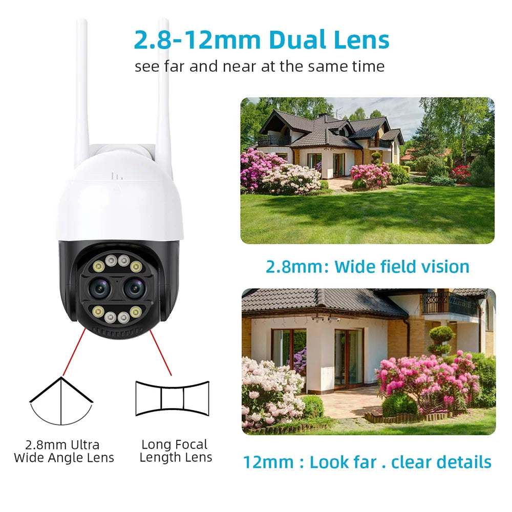 8X Digital Zoom 8MP PTZ WiFi Camera Dual Lens Night Vision Human Detection CCTV Video Surveillance Camera 4K Security IP Camera AANHORA-SHOPPING