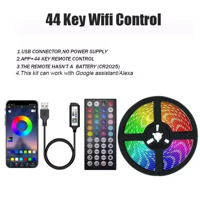 5V Usb Adhesive Rgb Led Light Strip Color Changing Ice String Christmas Lighting Led Tape 1M 15 M 20 Meter Tv Led Backlight Band AANHORA-SHOPPING