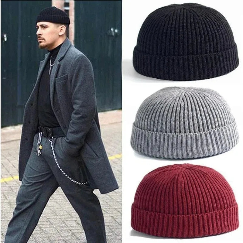 Gorro de Punto para Hombre y Mujer, Gorros de Lana, Moda Simple, Cálidos y a la Moda, Gorros Sólidos para Otoño e Invierno, Estilo Moderno AANHORA-SHOPPING