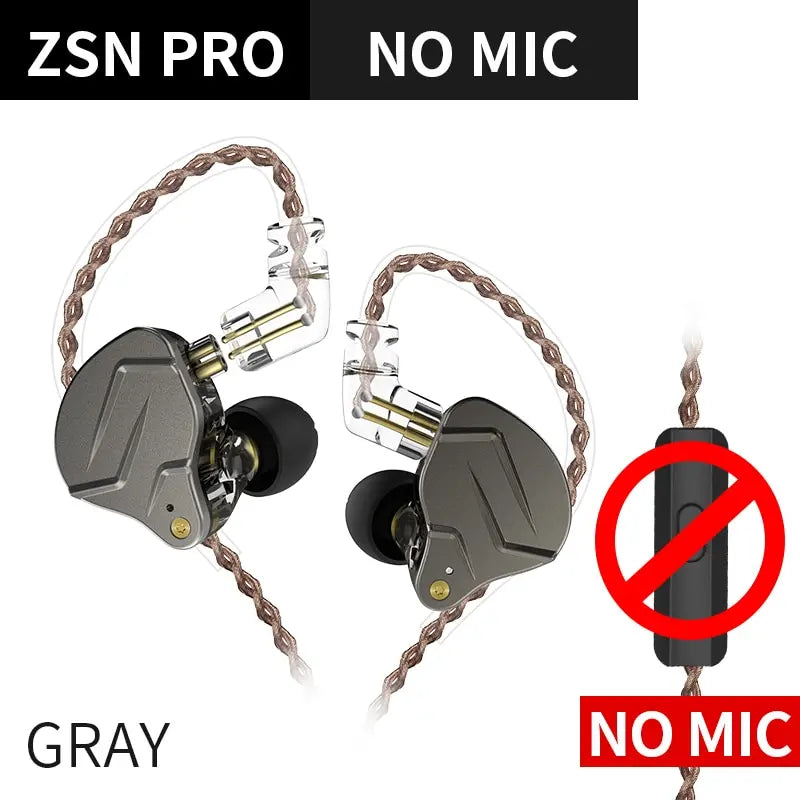 Auriculares KZ ZSN PRO 1BA 1DD Hybrid Drive In Hearphones HIFI Metal Bass, Auriculares deportivos de música reemplazables AANHORA-SHOPPING