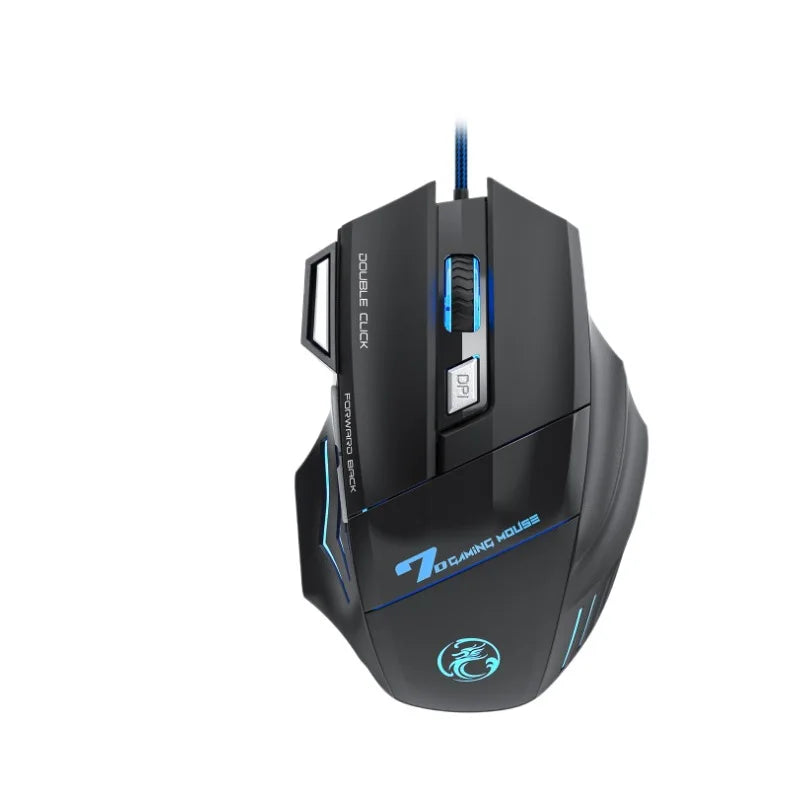 Ratón óptico con cable para juegos, retroiluminación RGB, 3200 DPI, ajustable, 4 botones, diseño ergonómico, ideal para PC, ordenador, portátil y tableta. AANHORA-SHOPPING