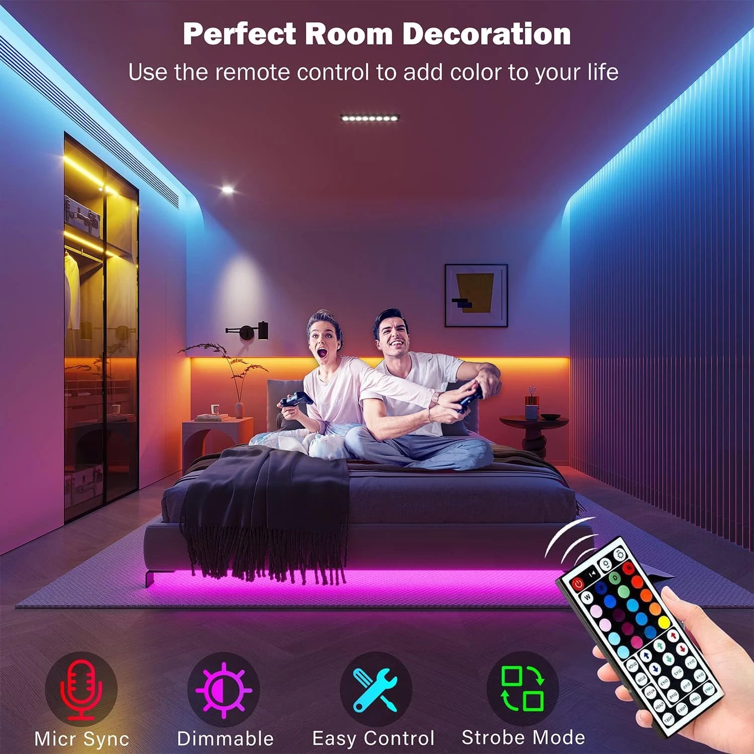 RGB Led Strip Lights 5m 10m 20m 30m Led Room Light with APP Control Flexible Ribbon Luces Led Tape for Room Bedroom Decoration AANHORA-SHOPPING