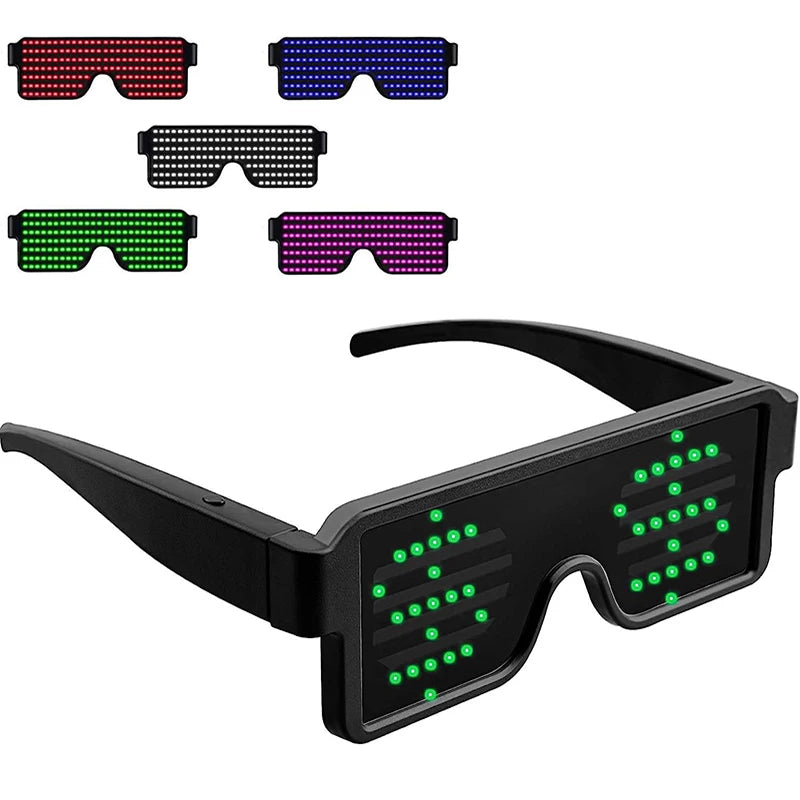 Gafas LED iluminadas, gafas dinámicas para recuerdo de fiesta, Festival, Navidad, recargable por USB, LED Rave, gafas intermitentes brillantes AANHORA-SHOPPING
