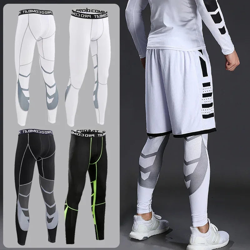 Pantalones de compresión para hombre para correr, ciclismo, baloncesto, fútbol, pantalones de chándal elásticos, mallas deportivas, pantalones con protección contra sarpullidos AANHORA-SHOPPING