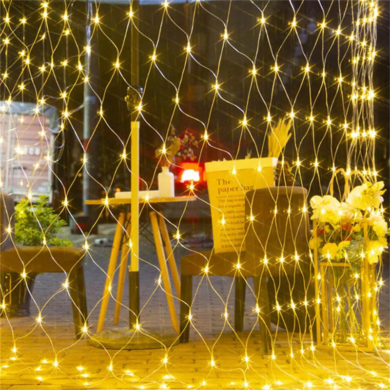 Guirnaldas Navideñas de 3mx2m, 2mx2m, 1.5X1.5m, Luces LED de Navidad, Luces de Red, Luces de Hadas para Fiestas Navideñas, Decoración de Jardín, Boda, Cortina de Luces AANHORA-SHOPPING