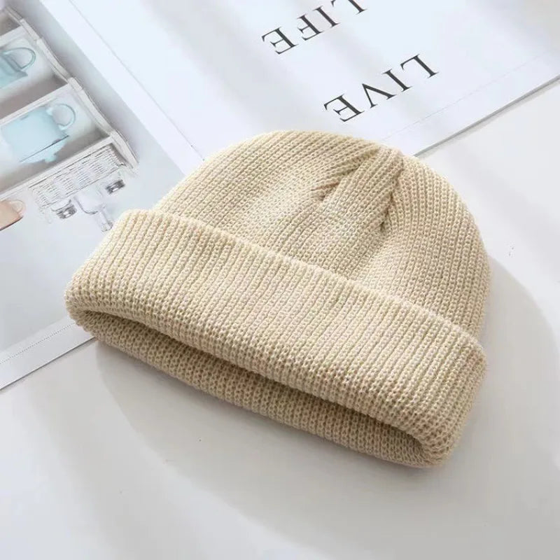 Gorro de Punto para Hombre y Mujer, Gorros de Lana, Moda Simple, Cálidos y a la Moda, Gorros Sólidos para Otoño e Invierno, Estilo Moderno AANHORA-SHOPPING