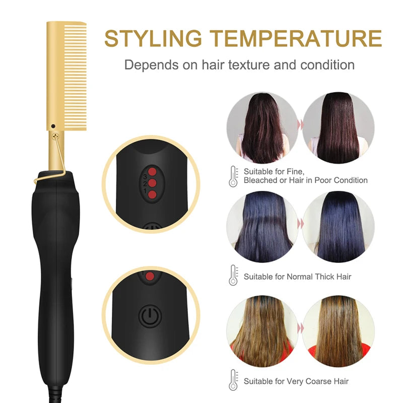 Portable dual-function straightening and curling hair brush, multi-functional electric heating travel hair styling iron AANHORA-SHOPPING